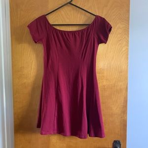 Maroon off the shoulder mini dress